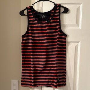 10.Deep Black and Red Striped Tank Top